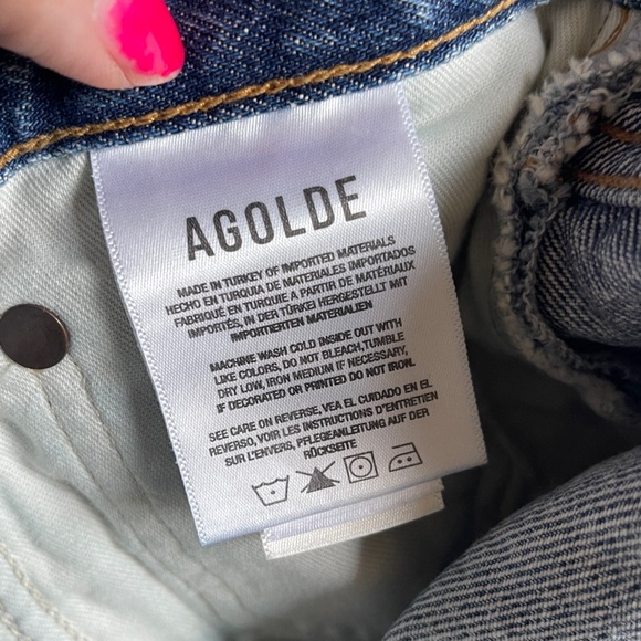 NEW Agolde  90’s Pinch Waist High Rise Straight Button-Fly Blue Jeans - Picture 11 of 12